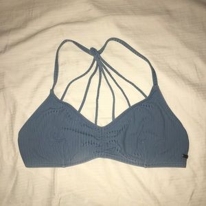 Roxy Blue Strappy Bralette Bikini Large Ribbed Womens